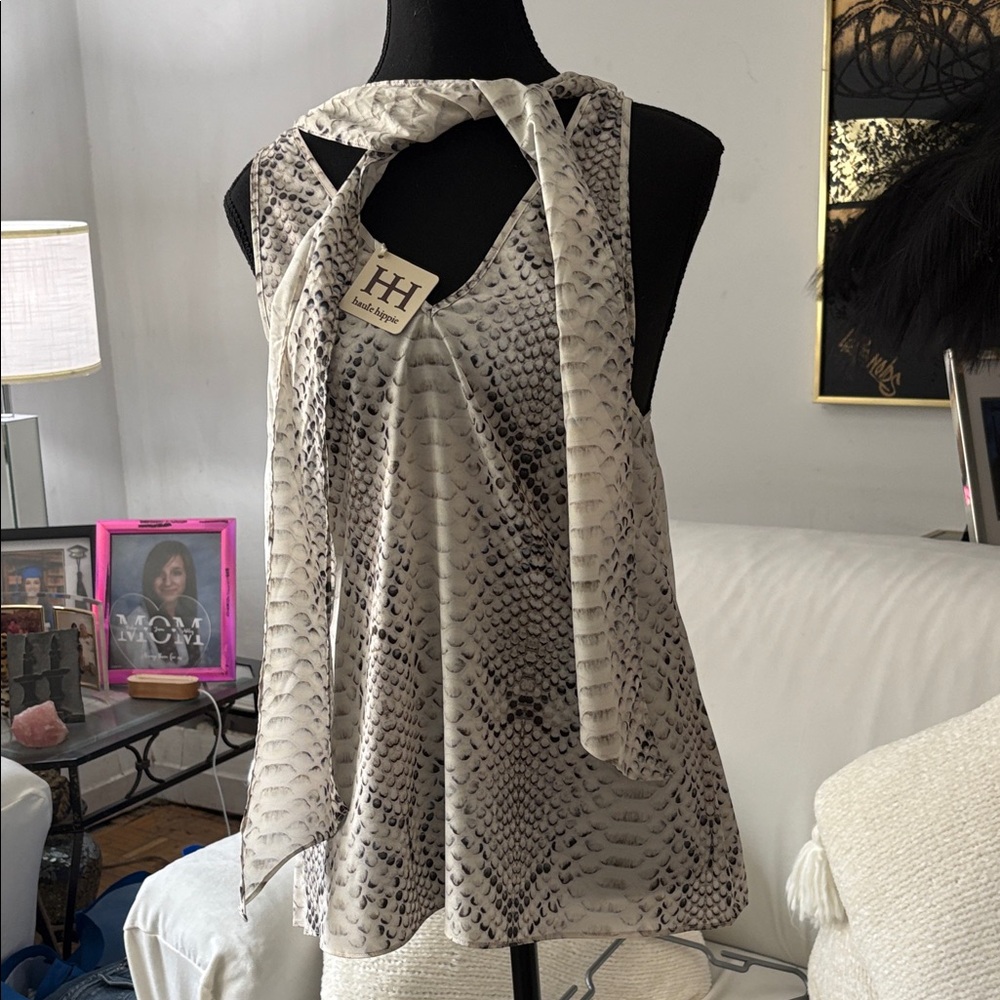 Haute Hippie Snake Print Blouse - Black and Cream